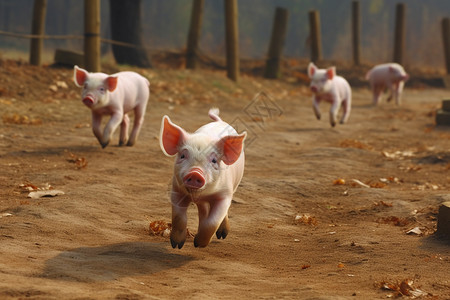 可爱的猪农村奔跑的小猪背景