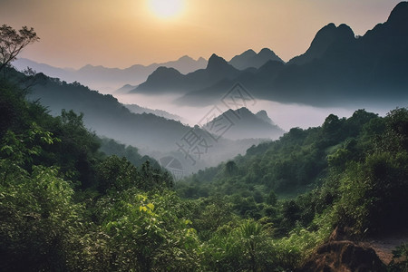 日出黄山的美丽景观图片