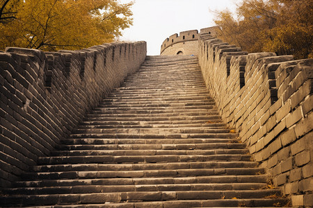 徒步旅行的历史古长城景观图片