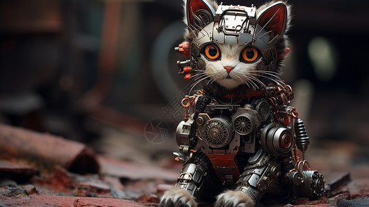 猫玩具未来感科技机械猫设计图片