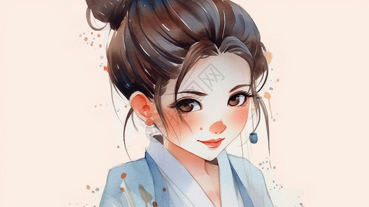 典雅的中式美女卡通插画图片