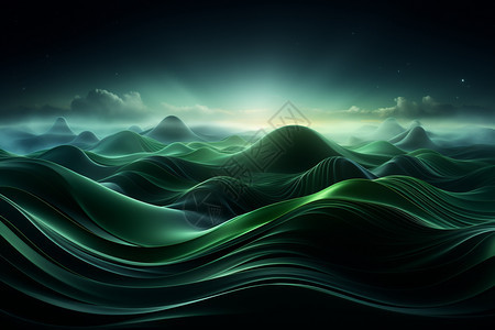 深绿色抽象波浪壁纸背景图片