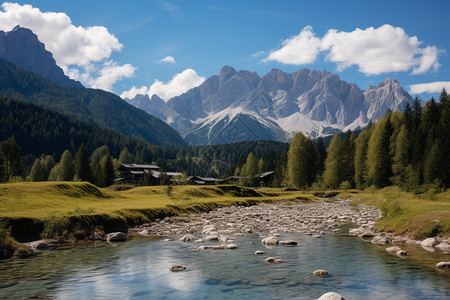 奥地利阿尔卑斯欧洲美丽的自然景色背景