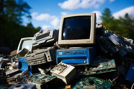 家电回收等待回收的破旧电脑背景
