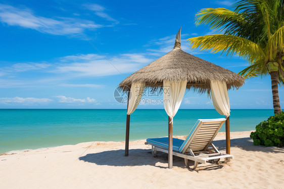 度假沙滩阳光椅子图片