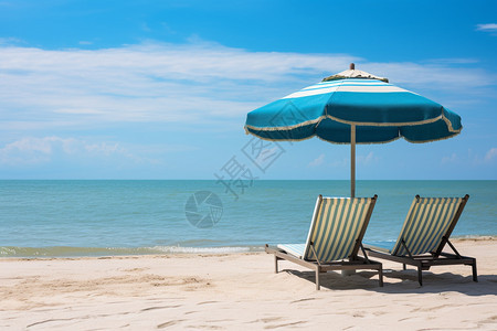 休息度假沙滩躺椅图片