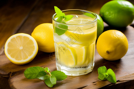 新鲜的柠檬和饮品图片