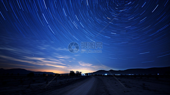 乡村夜晚璀璨星空景观图片