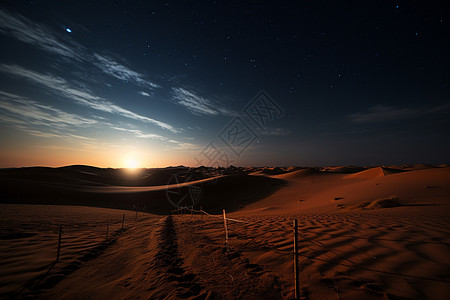 夜晚辽阔的沙漠图片