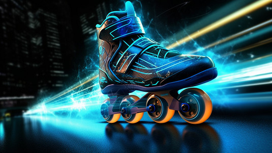 疾驰的滑冰鞋概念图图片