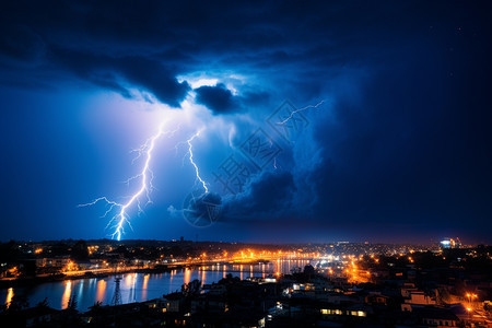 天空中的自然雷电图片