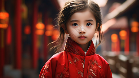 中国风春节女孩背景图片