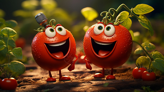 卡通西红柿表情背景图片