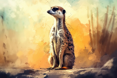 站立的狐獴动物插图图片