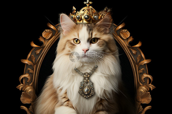 戴着皇冠的傲娇猫咪图片
