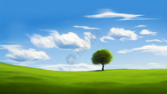 蓝天白云绿草背景图片