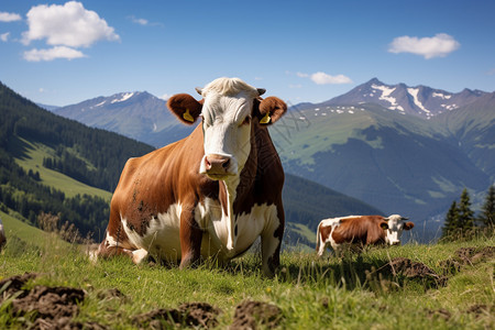 放牧的家畜奶牛图片