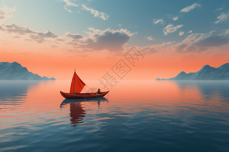 湖泊中漂泊的船只背景图片