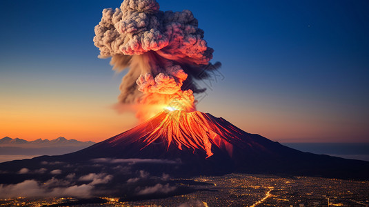 火山上的烟雾图片