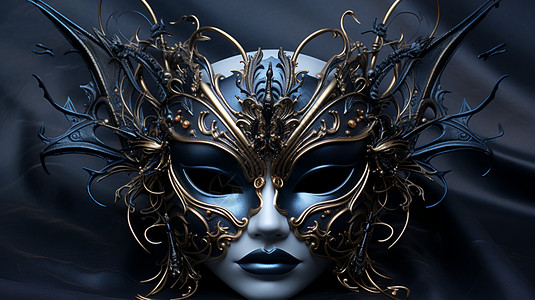 金色面具金属面具女郎的概念图设计图片