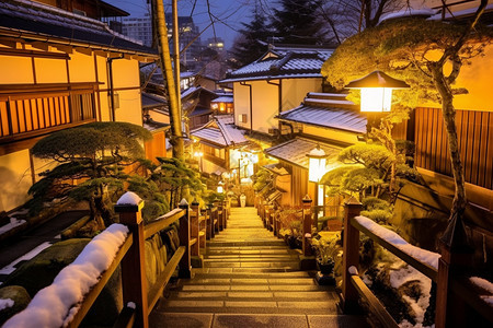 冬天的日本城市景观图片