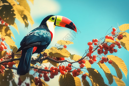 浆果树上的巨嘴鸟图片