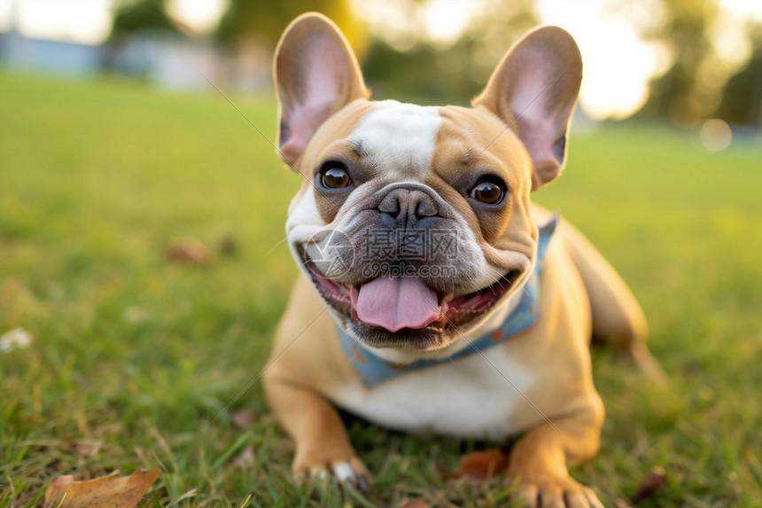 公园中开心的快乐小狗图片