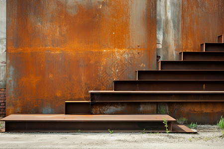 生锈的工厂楼梯图片