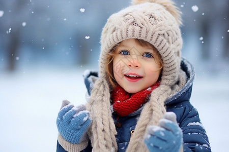 圣诞节雪花雪地里的小孩子背景