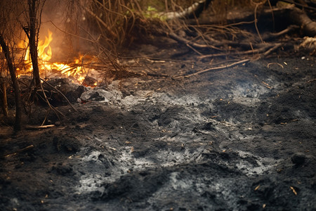 土地上燃烧的灰烬图片