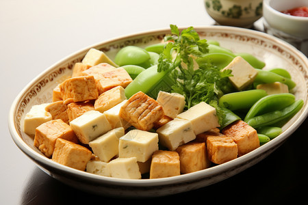 绿色有机凉拌豆腐图片
