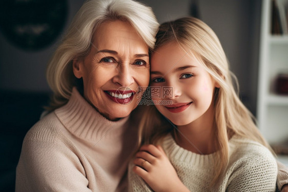 温馨幸福的祖母与孙女图片