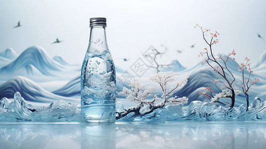 天然纯净瓶装水创意图图片