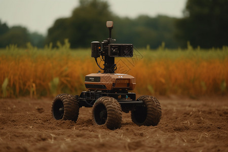 农田中的监控机器人车图片