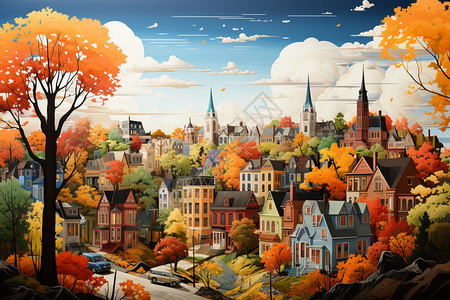 卡通的城市景观图片