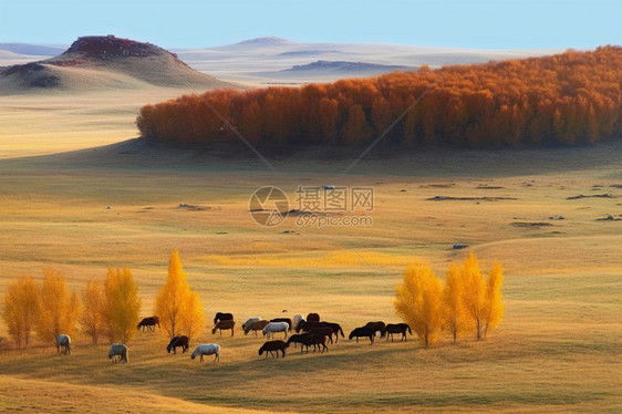 牛羊成群的大草原图片