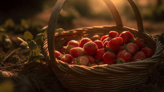新鲜多汁的草莓果实图片