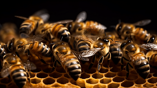 蜜蜂采蜜的蜂巢背景图片