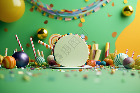 儿童节蛋糕多彩的狂欢派对设计图片