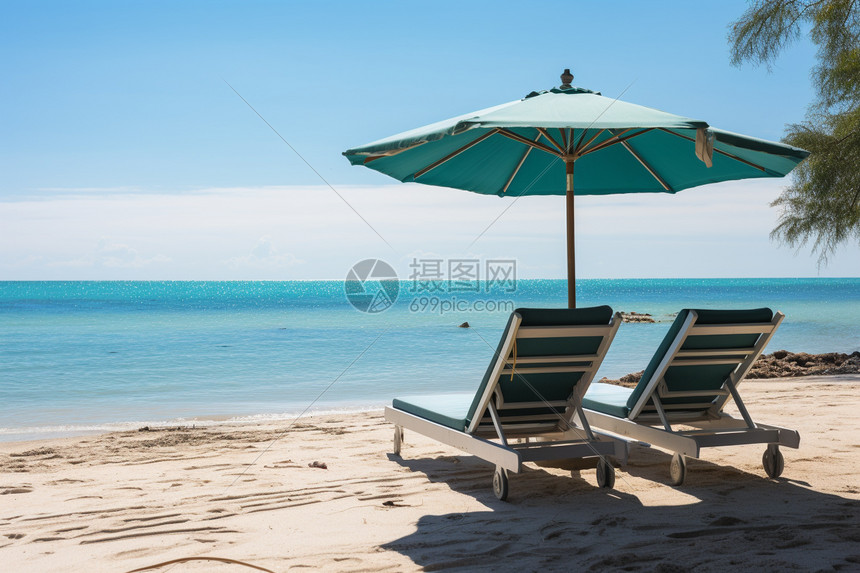 清新夏日海滩风景图片