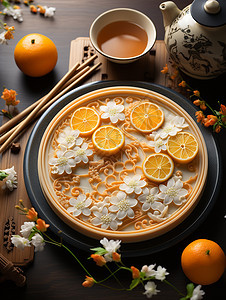 中秋节日中国传统优雅广式蛋黄月饼图片