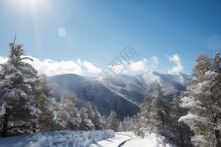 天空下的雪山景色图片
