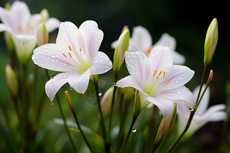 美丽的百合花上的水滴图片