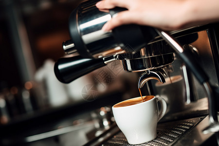 咖啡机制作美味的咖啡图片