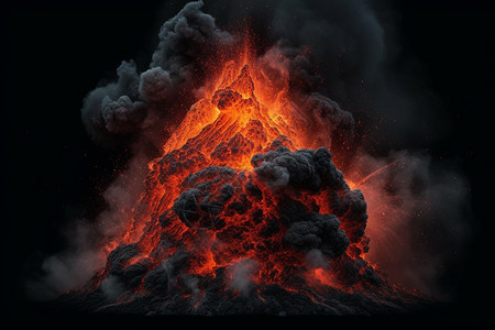 爆发的火山口图片