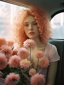 一头粉色头发的女孩图片