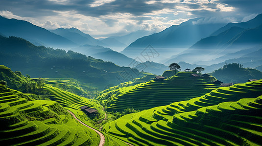 麦田风景乡村农业梯田背景