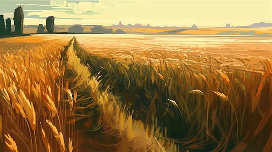 乡村的小麦田野图片