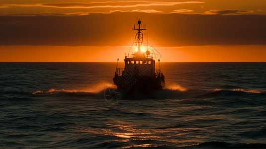 海洋上的渔船图片