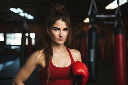 健身房里训练拳击的女士图片